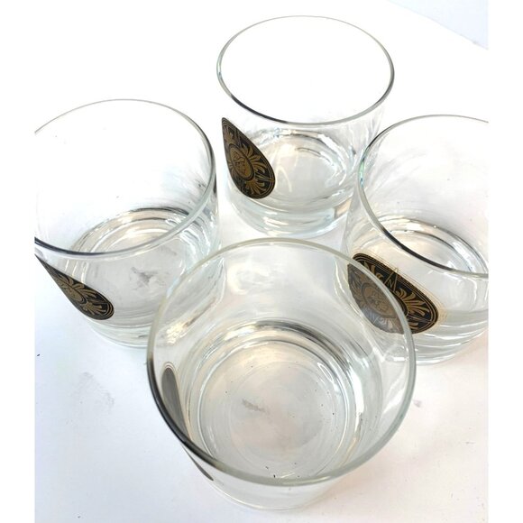 Set Of 4 Vintage Nautical Mid-Century Lowball Glasses Rocks Barware Compass - Picture 6 of 9